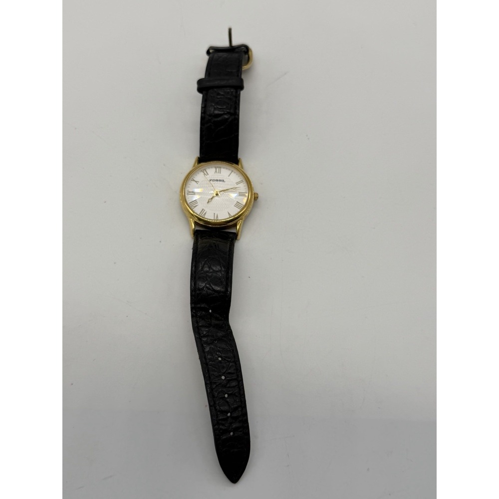 VTG‎ Fossil Women's Faceted Crystal Prism Watch Gold Tone Roman Numerals Black - Picture 3 of 7